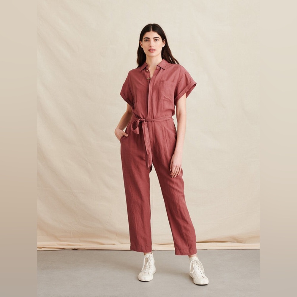 Alex Mill Drapey Jumpsuit in Tencel Linen - Rose Brown